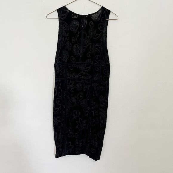 Free People Dress Women’s Size Large Black Velour Burn Out Babe Mini Sheath - Picture 2 of 7